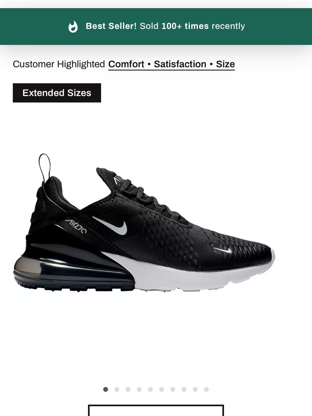 Nike Air Max 270 Black and White Women's Sneaker